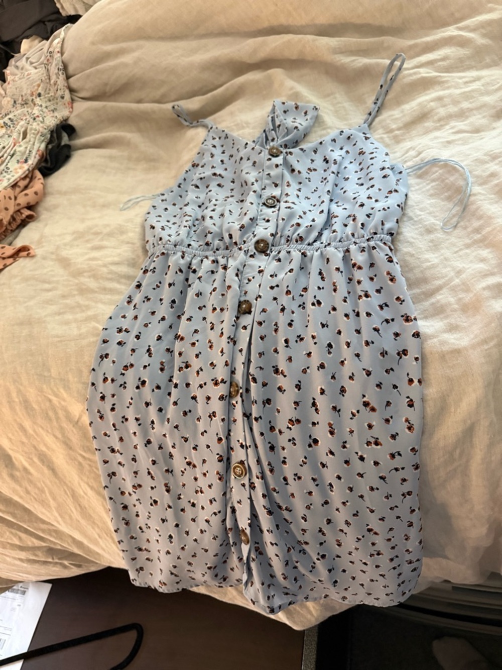 Sienna Sky Powder Blue Floral Button-Front Dress